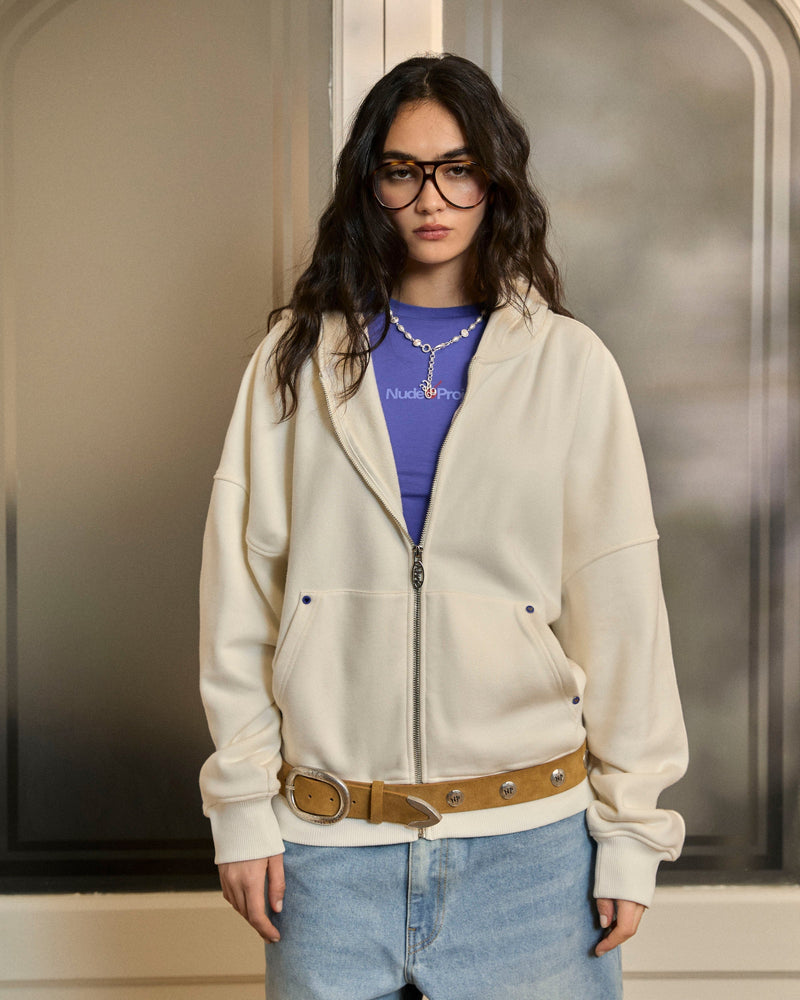 BEAST ZIP-UP HOODIE  MARSHMALLOW