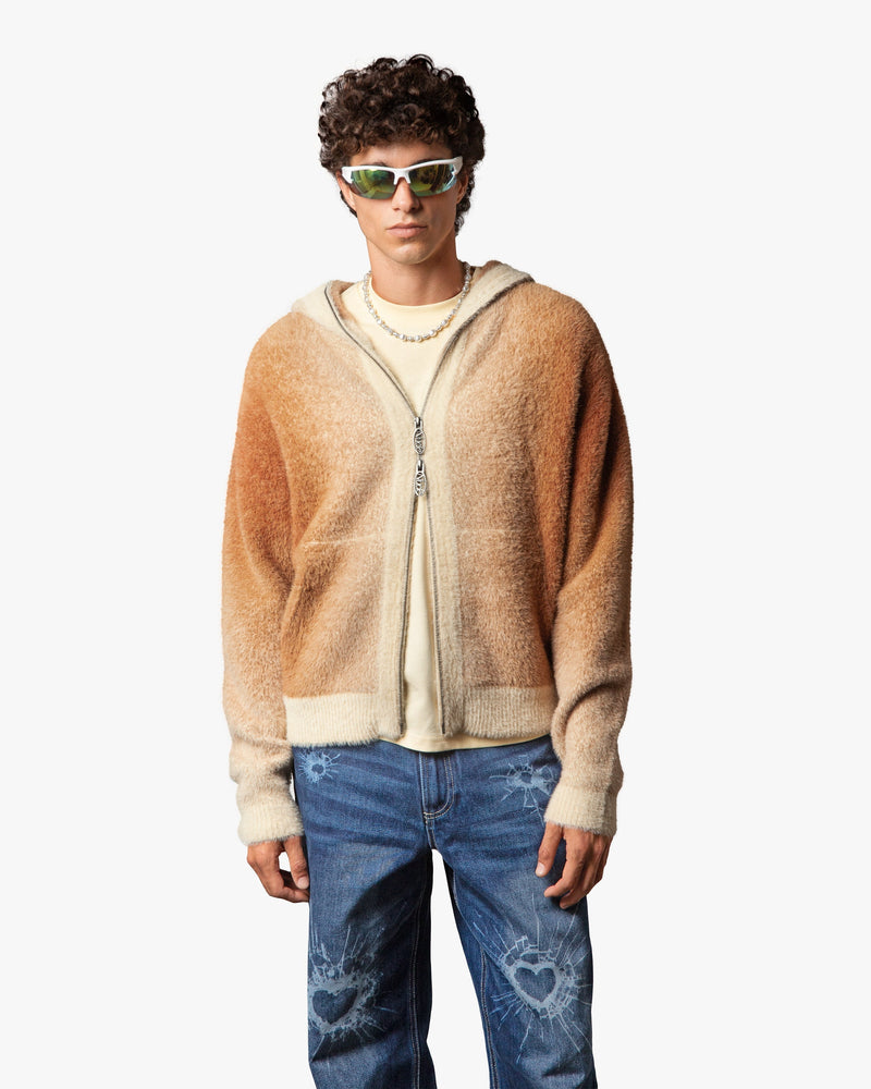 GRADIENT ZIP-UP HOODIE BROWN