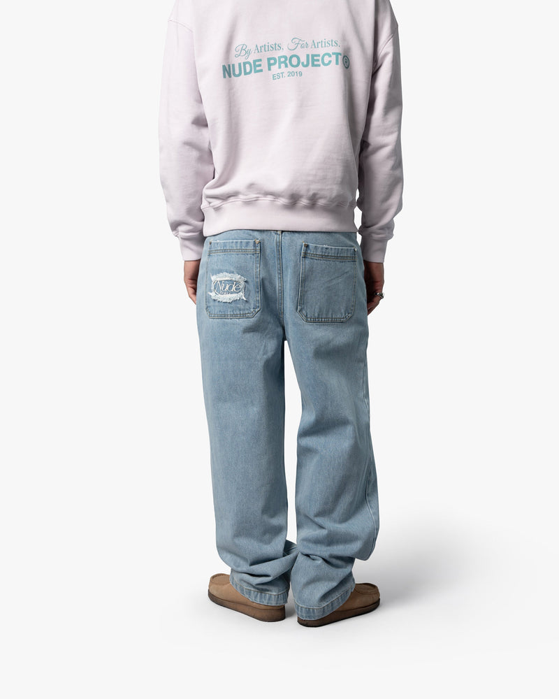 DENIM PANTS WASHED BLUE