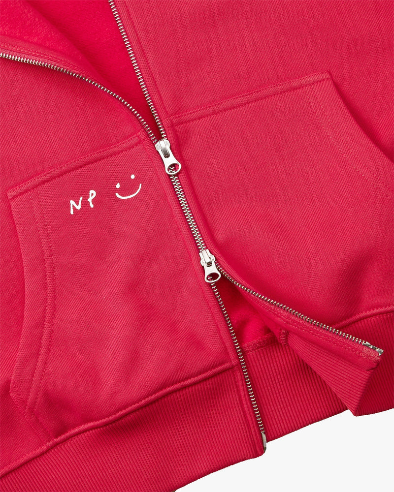 GLOBAL SOON ZIP-UP HOODIE RASPBERRY