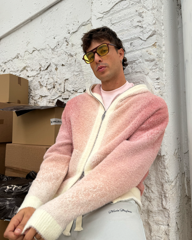 GRADIENT ZIP-UP HOODIE PINK