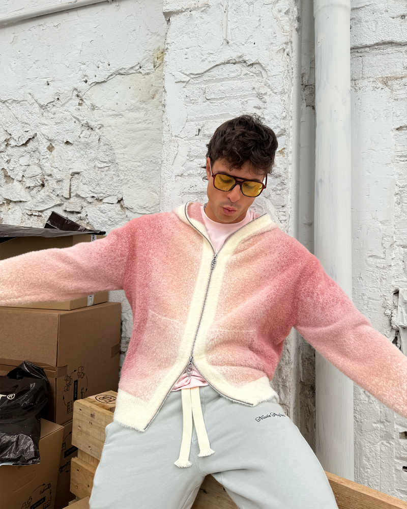 GRADIENT ZIP-UP HOODIE PINK