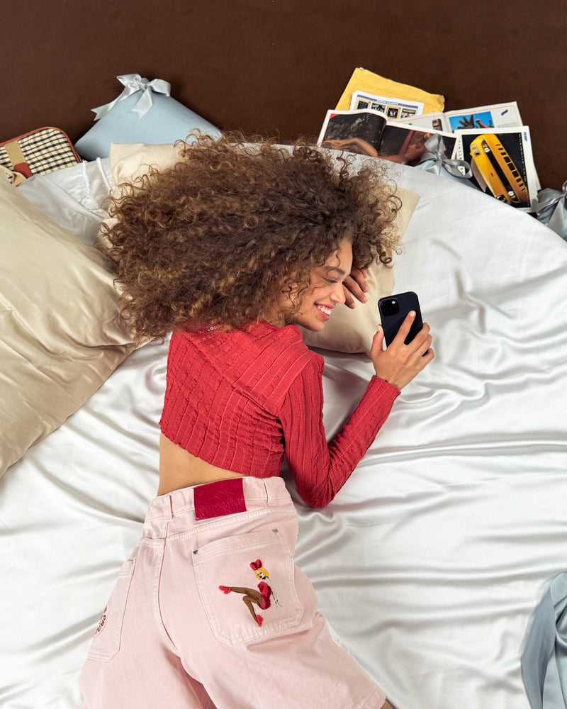 BUNNY DENIM SHORT PINK