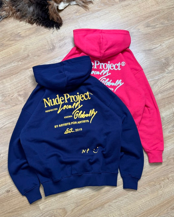 GLOBAL SOON ZIP-UP HOODIE RASPBERRY