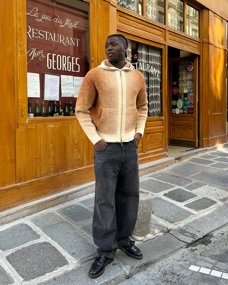 GRADIENT ZIP-UP HOODIE BROWN