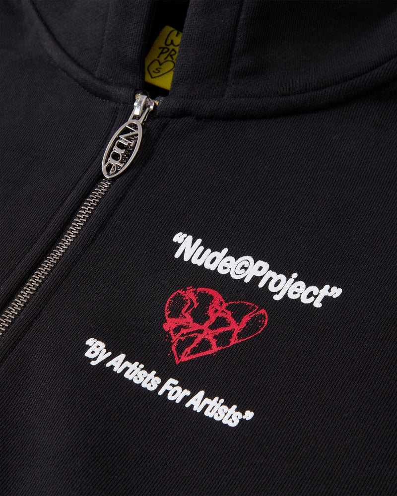 HEARTBROKEN ZIP-UP HOODIE BLACK