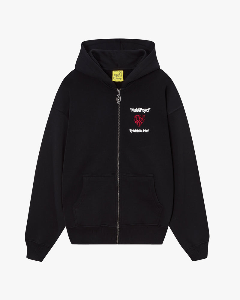 HEARTBROKEN ZIP-UP HOODIE BLACK