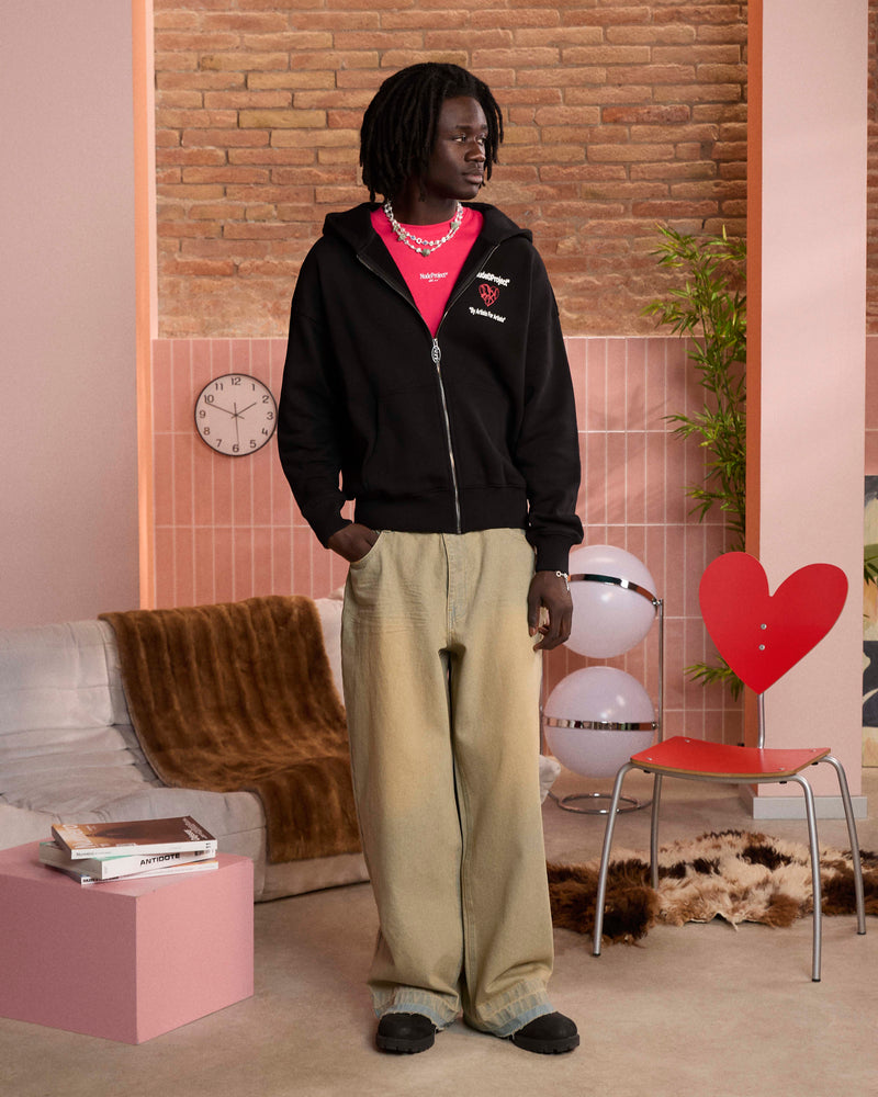 HEARTBROKEN ZIP-UP HOODIE BLACK