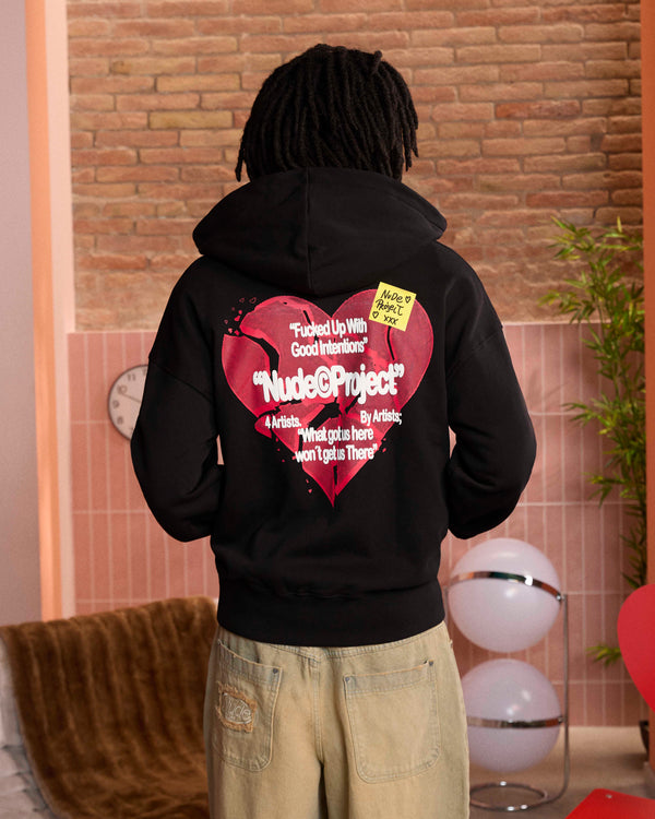 HEARTBROKEN ZIP-UP HOODIE BLACK