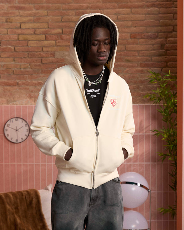 HEARTBROKEN ZIP-UP HOODIE MARSHMALLOW