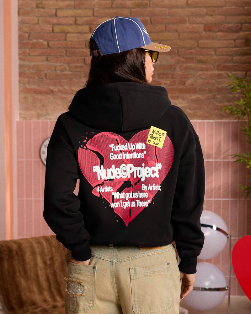 HEARTBROKEN ZIP-UP HOODIE BLACK