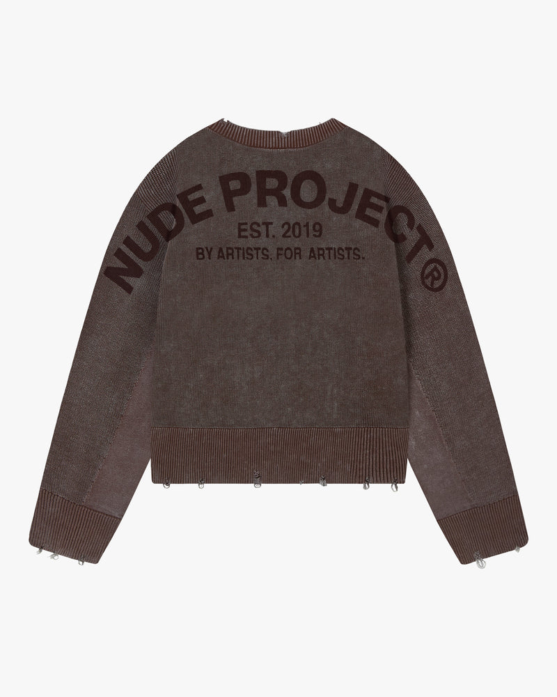 PERFECT CROP KNIT BROWN